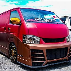 (HD)CHAT GRAFFITI TOYOTA HIACE MAD Modified チャットグラフィティ・マット仕様のカスタムハイエース - SBM大阪2018